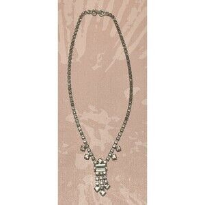 Rhinestone Midcentury Womens Silver Tone Necklace 50s' Style 15" Choker Regency